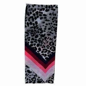 VINCE CAMUTO 100% Silk large long rectangular leopard bold Pink scarf